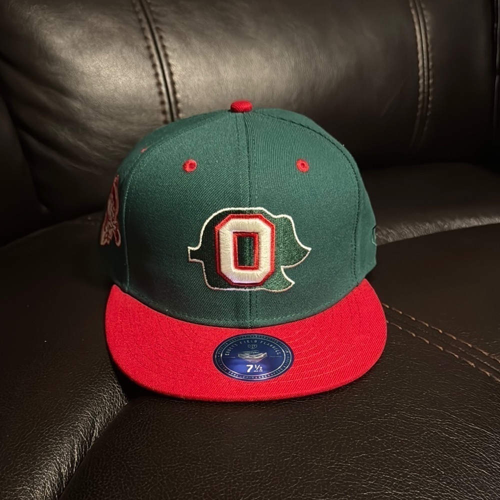 OAKLAND OAKS EFF DNA EBBETS FIELD GREEN RED FITTED HAT SZ 7 1/2 MENS NEW